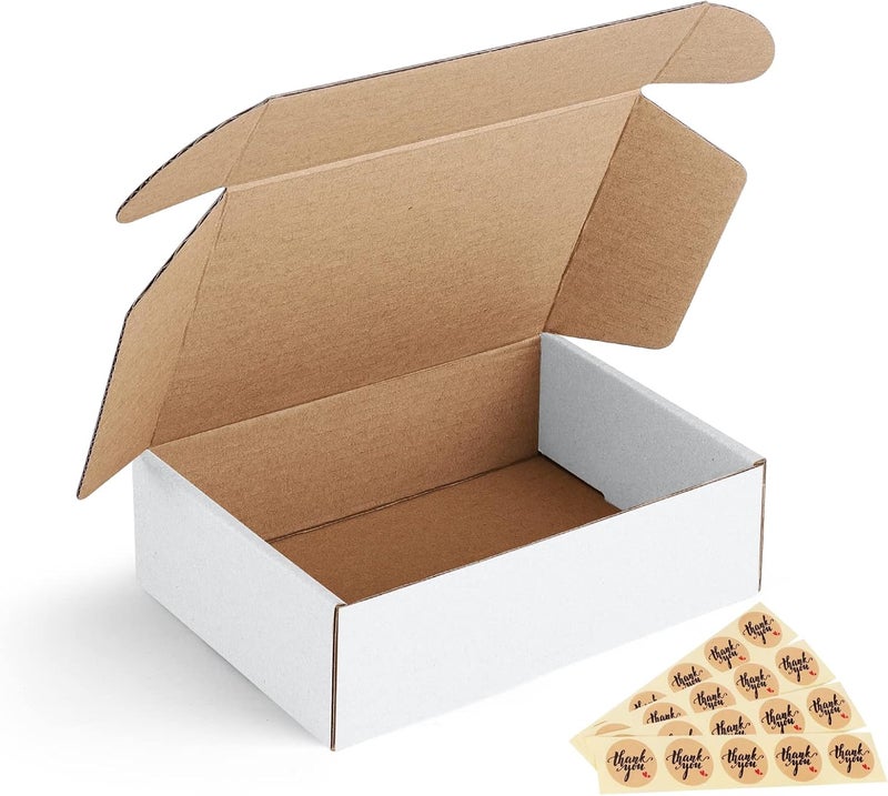 Eupako 7x5x2 Shipping Boxes Small Corrugated Cardboard Box - 25 Pack White Mailing Boxes for Packaging Small Business, Mailer Box - Image 1